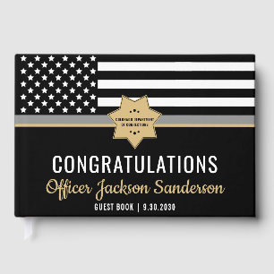 Corrections Officer Thin Silver Line Retirement Guest Book
