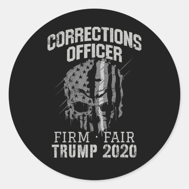Corrections Officer Trump Thin Silver Line Officer Classic Round Sticker (Front)