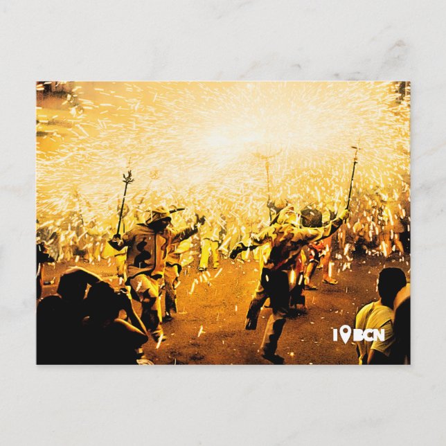 Correfocs of Gràcia quarter in Barcelona, Spain Postcard (Front)