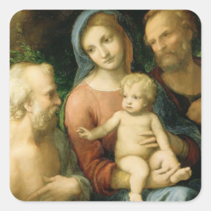 Correggio- The Holy Family with Saint Jerome Square Sticker
