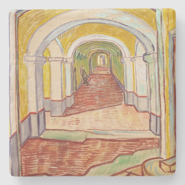 Corridor in the Asylum (by Vincent van Gogh) Stone Coaster (Front)