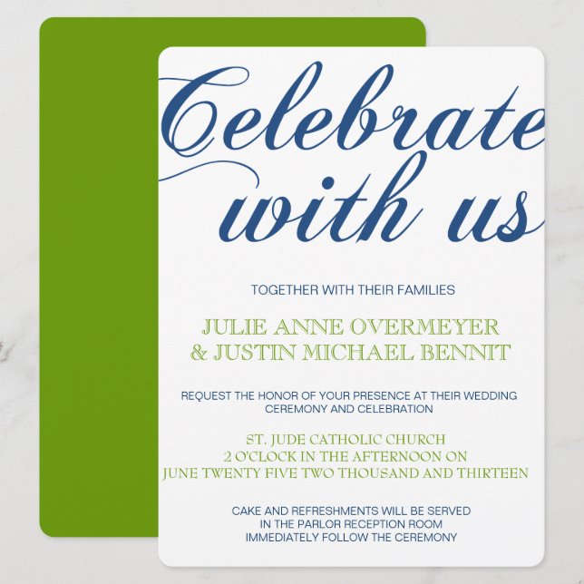 Corrin Calligraphy Wedding Invitation (Front/Back)