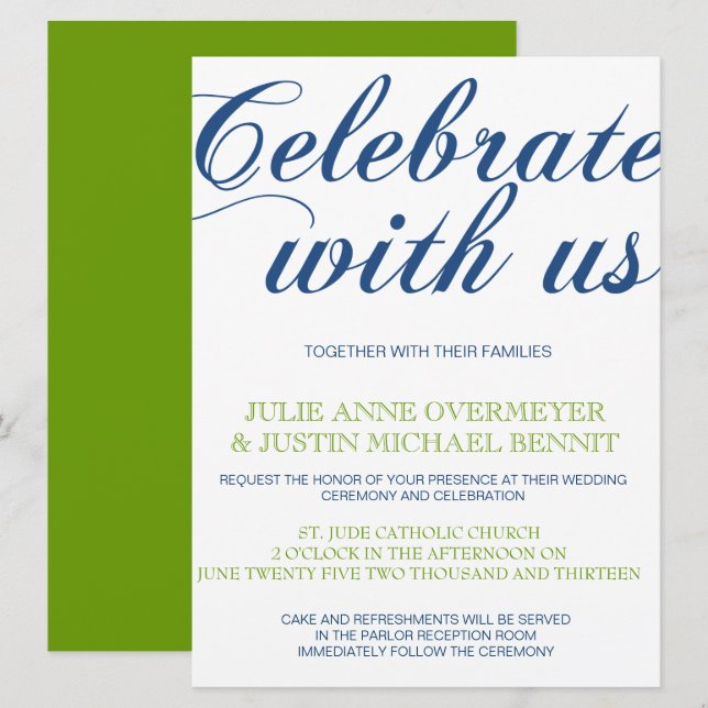 Corrin Calligraphy Wedding Invitation (Front/Back)