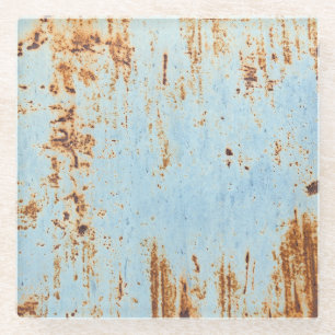 Corroded metal, grunge texture background. glass coaster