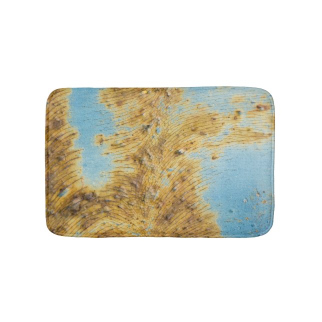 Corroded White Metal: Rust Streaks Texture Bath Mat (Front)