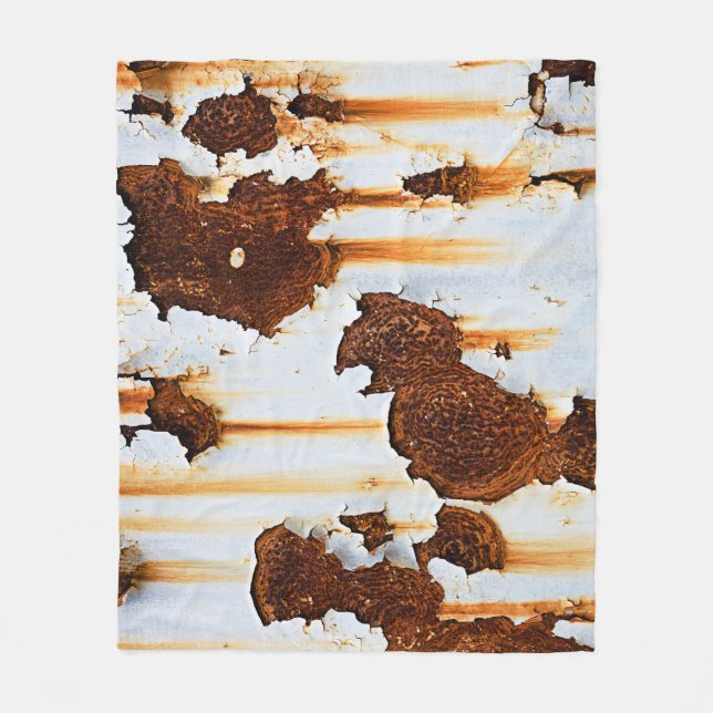 Corroded White Rust Streaks Fleece Blanket (Front)
