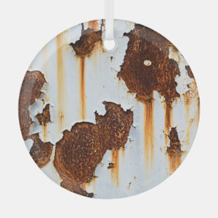 Corroded White Rust Streaks Glass Tree Decoration