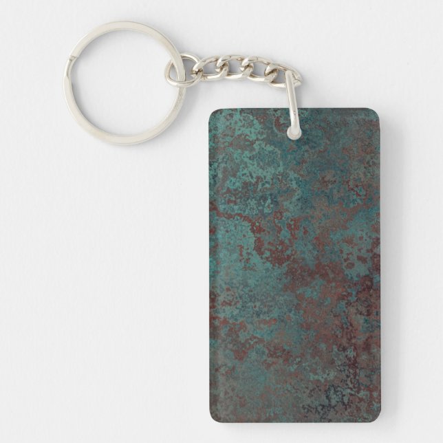Corrosion "Copper" print rectangle double sided Key Ring (Front)