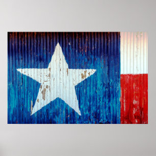 Corrugated Metal Texas Flag Poster