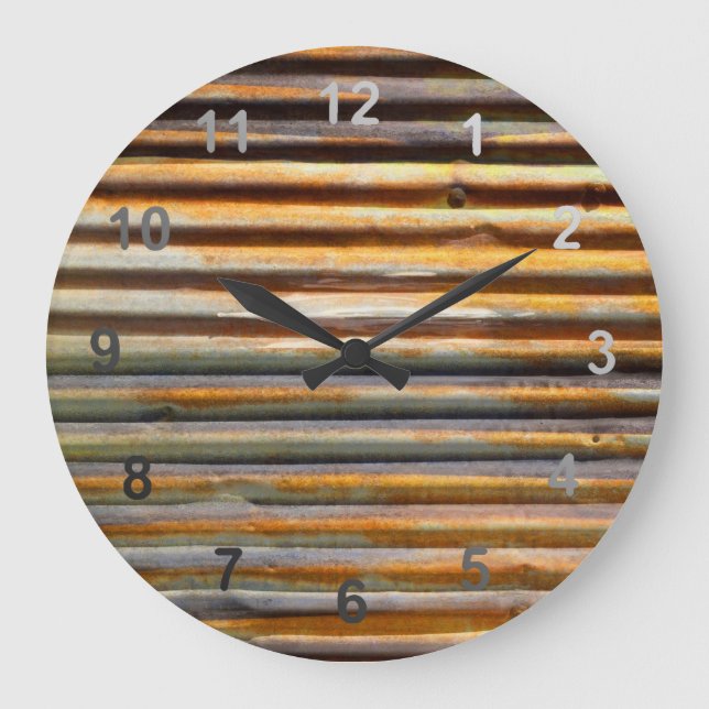 Corrugated Rust Large Clock (Front)