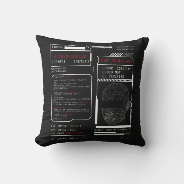 Corrupted - Techno-Brutalist Streetwear Design Cushion (Front)