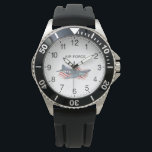 Corsair WWII Aeroplane with US Flag Watch<br><div class="desc">A patriotic picture of the American WWII aeroplane,  the legendary Vought F4U Corsair,  which was widely used by the American Air Force during World War II.</div>