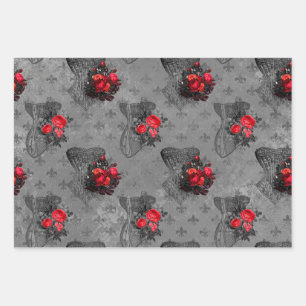 Corset and Red Rose Wrapping Paper Sheet