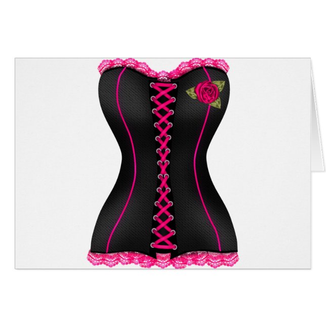 Corset Black Pink rose (Front Horizontal)
