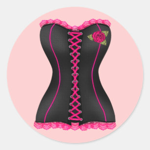 Corset Black Pink rose Club Sticker