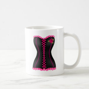 Corset Black Pink rose Coffee Mug