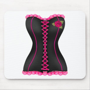 Corset Black Pink rose Mouse Mat
