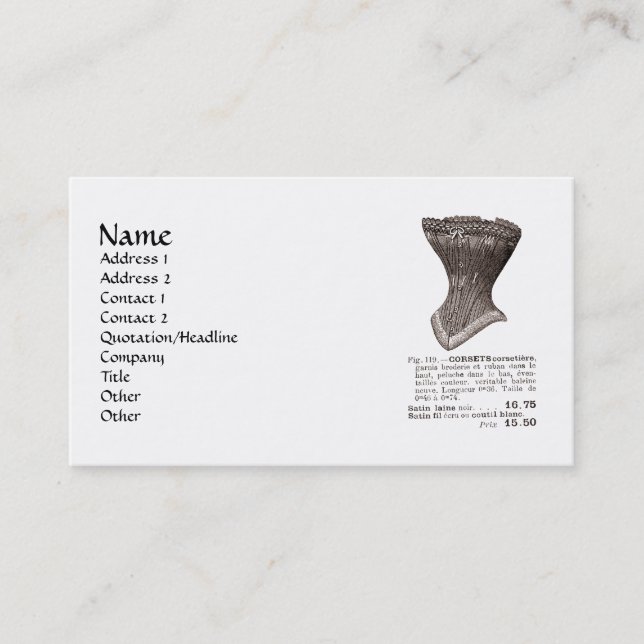 corset Fig 119 Business Card (Front)