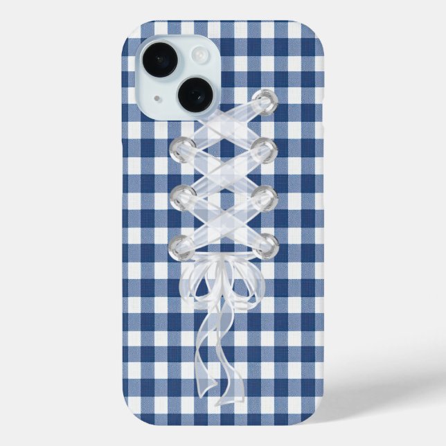 Corset Ribbon Lacing On Gingham Case-Mate iPhone Case (Back)