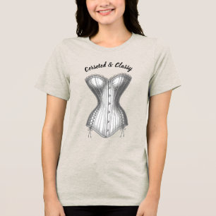  Corset Vintage Bridal Fashion Art Tri-Blend Shirt