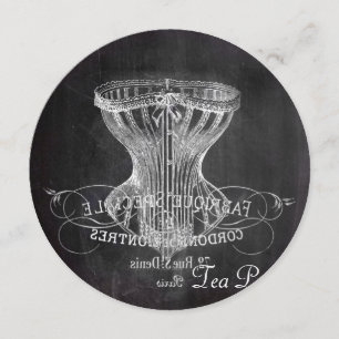 corset vintage Chalkboard bridal shower tea party Invitation