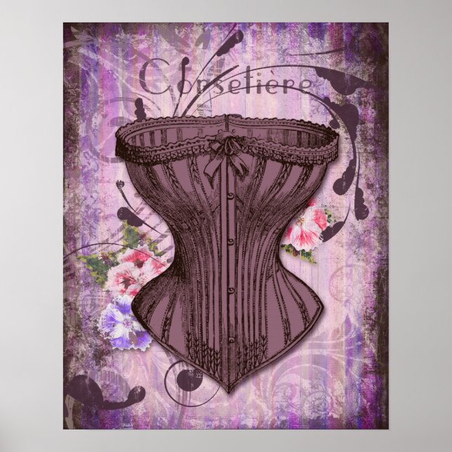 Corsetiere I Corset illustration Poster (Front)