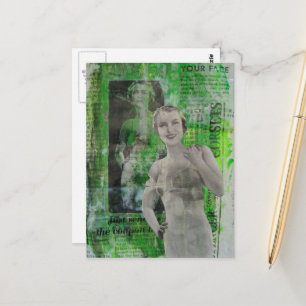 Corsets Retro Woman Mixed media collage Postcard