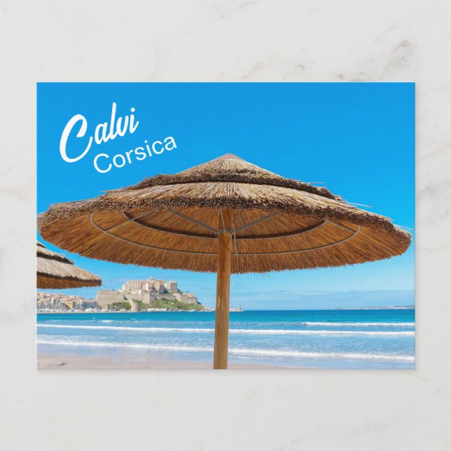Corsica Calvi Beach and Citadel Postcard (Front)