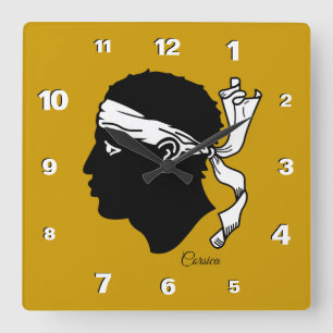 Corsica Clock, patriotic home, Corsican Flag Square Wall Clock