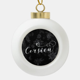 Corsica Flag Heart, Corsican, France Ceramic Ball Christmas Ornament