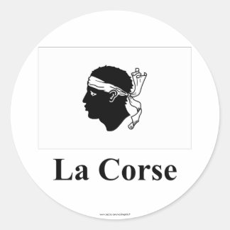 Corsica Flag with Name in French Classic Round Sticker