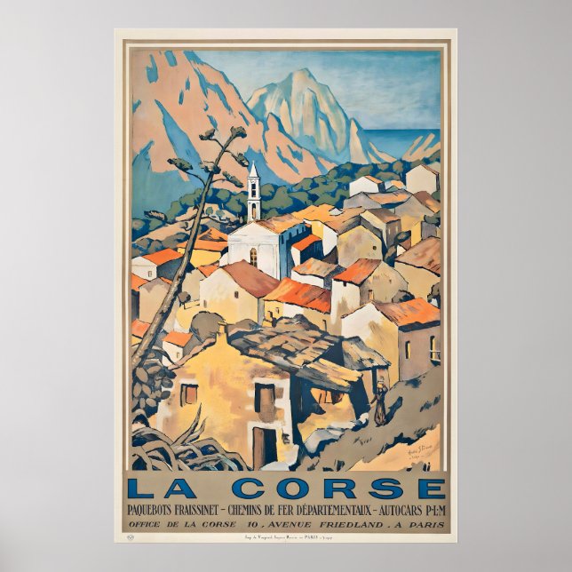 Corsica France Vintage Travel Poster (Front)