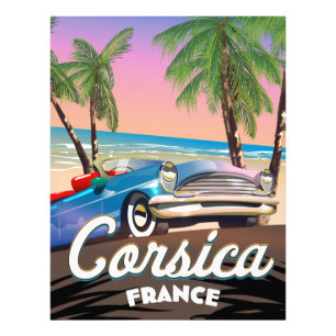 Corsica Retro car travel poster