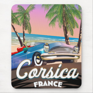 Corsica Retro car travel poster Mouse Mat