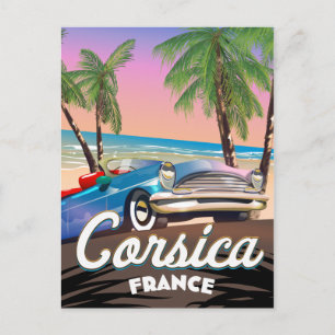 Corsica Retro car travel poster Postcard