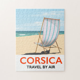 Corsica "travel by air" Vintage beach poster Jigsaw Puzzle