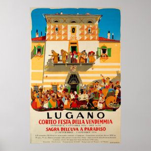 Corteo festa della Vendemmia, Lugano,Travel Poster