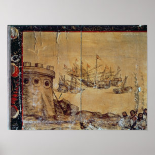 Cortes sails for Mexico, 1518 Poster