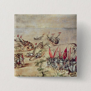 Cortes sinking his fleet off the coast of 15 cm square badge