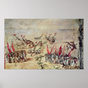 Cortes sinking his fleet off the coast of poster