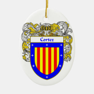 Cortez Coat of Arms/Family Crest Ceramic Tree Decoration