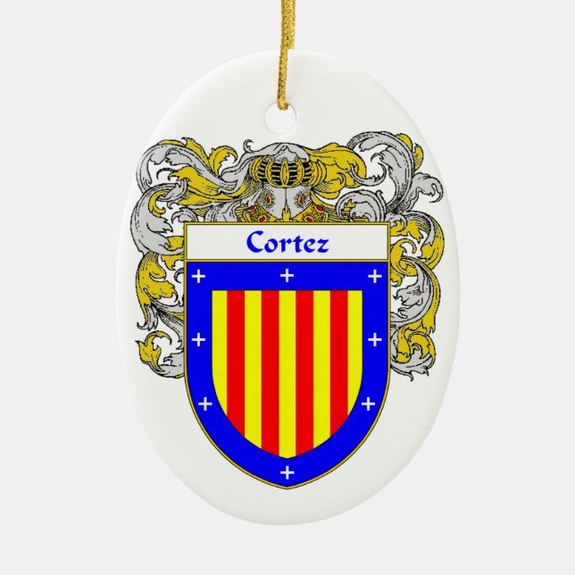 Cortez Coat of Arms/Family Crest Ceramic Tree Decoration (Front)