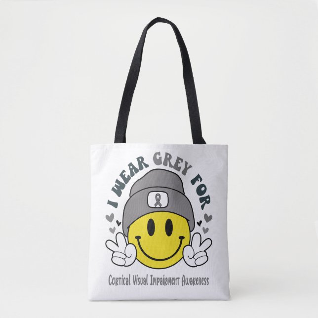 Cortical Visual Impairment Awareness Ribbon Suppor Tote Bag (Front)