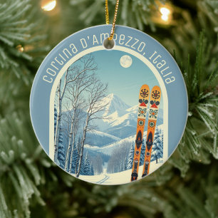 Cortina d’Ampezzo Italy ski resort souvenir  Ceramic Tree Decoration