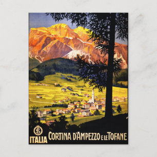 Cortina d Ampezzo Italy Vintage Poster Restored Postcard