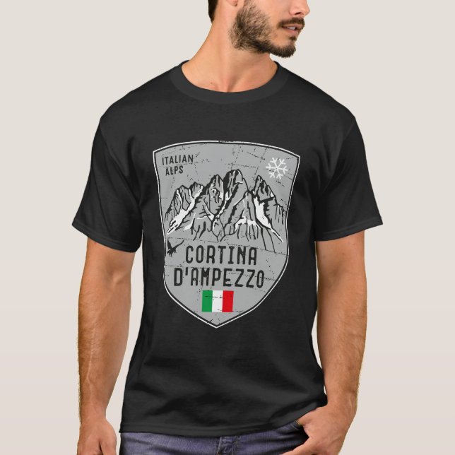 Cortina D Ampezzo Mountain Italy Emblem T-Shirt (Front)
