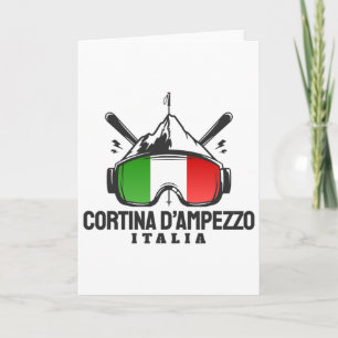 Cortina D'ampezzo Italy Retro Ski Resort Skiing Card
