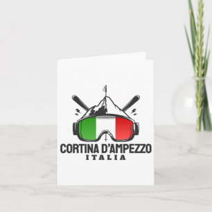 Cortina D'ampezzo Italy Retro Ski Resort Skiing Card