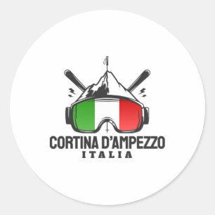 Cortina D'ampezzo Italy Retro Ski Resort Skiing Classic Round Sticker