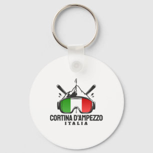Cortina D'ampezzo Italy Retro Ski Resort Skiing Key Ring